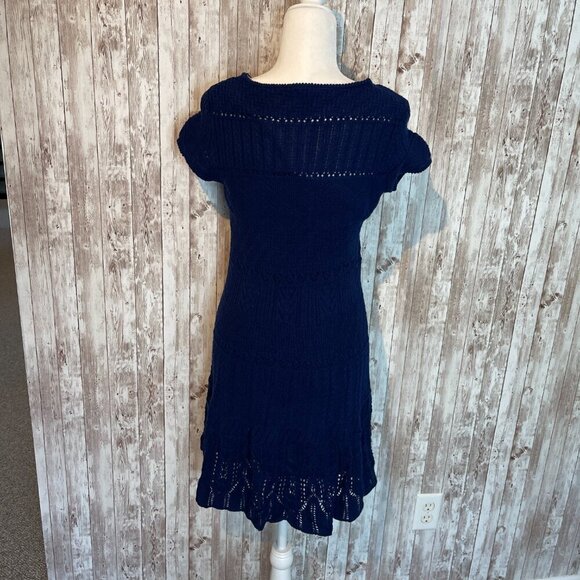 Lauren Ralph Lauren Blue Cap Sleeve Sweater Dress size LP - Picture 5 of 6